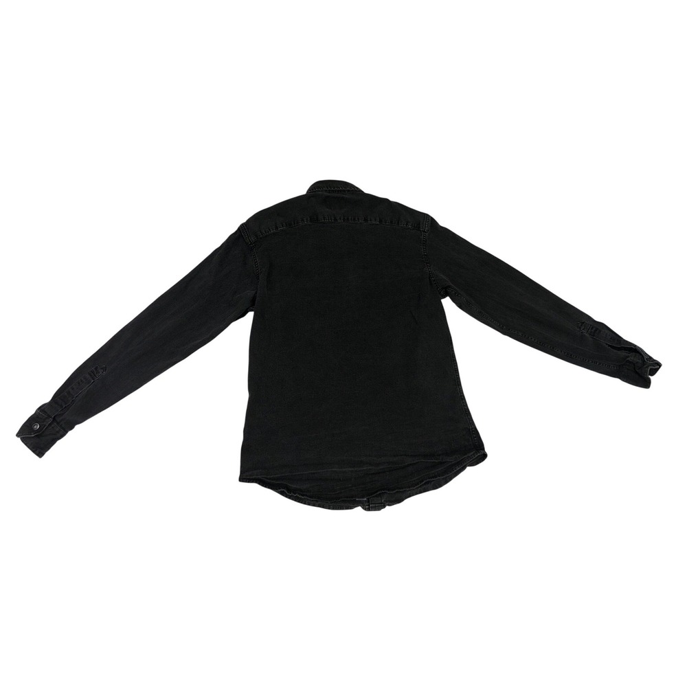 Wrangler Mens Flex for Comfort Black Fade Denim Western Pearl Snap Shirt Medium - Picture 2 of 7